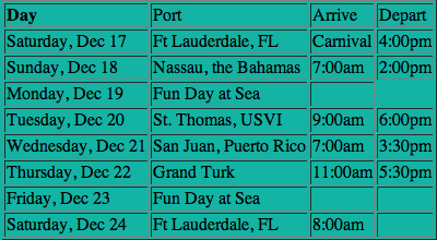 Carnival route